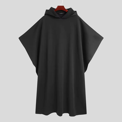 Fashion Men Cloak Coats Hooded Solid Loose 2023 Streetwear Punk Windproof Men'S Trench Chic Winter Long Cape Poncho