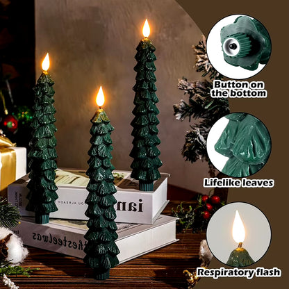 Christmas Pinecone Simulation Candlelight Remote-Controlled Flameless Taper for Tree with Effect LED Operated Candles Lamp