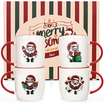 Christmas Mugs, Christmas Gifts Coffee Mug Tea Cup, Christmas Mugs Set of 4, 11 Fl Oz